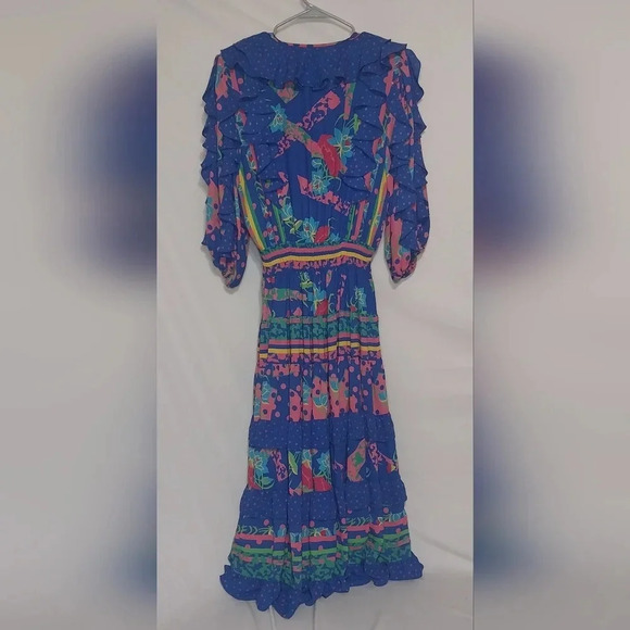 Vintage 80's Diane Fres Georgetown Dress, Size M - Picture 3 of 5